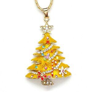 Yellow Christmas TREE Pendant Necklace